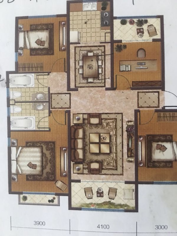 毛坯4室2廳2衛145m21400元/月