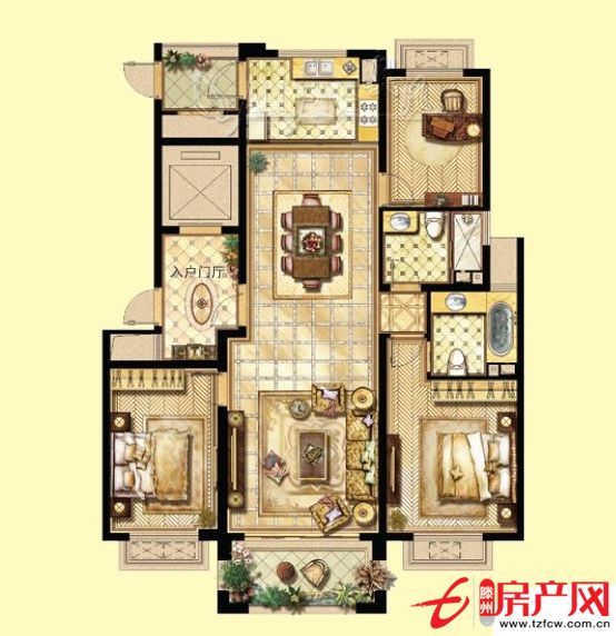 南北通透三居，主客廳和兩個臥室均朝南，現房