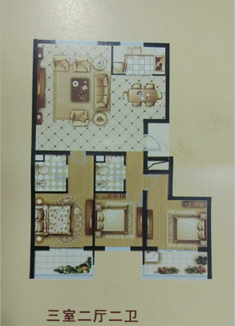 六號(hào)樓院，一梯兩戶，三室朝陽，正常手續(xù)，配合貸款